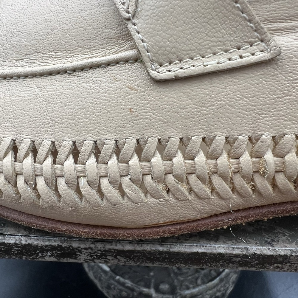 Vintage Prima Strada Italy Men Loafers 10.5 M Beige Woven Braided Leather Shoes - Picture 12 of 16